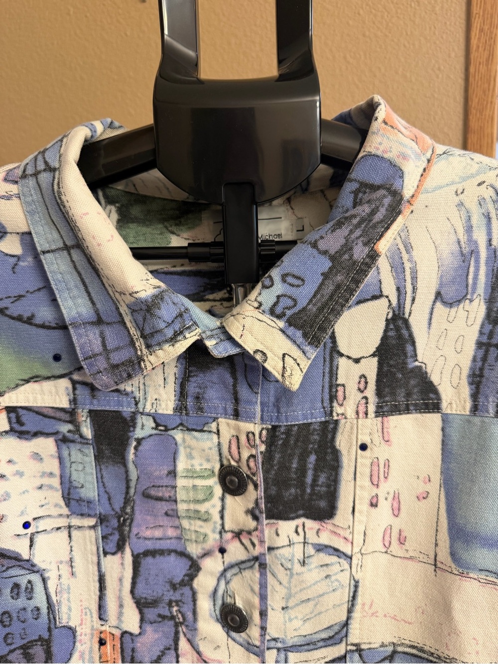 Michael Leu Vintage Maximalist Abstract Watercolor Print Button-Up Jacket | L - Picture 6 of 14